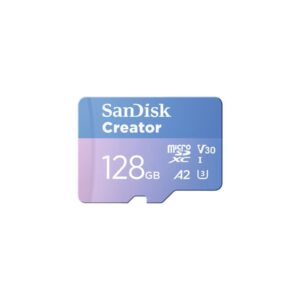 SanDisk Creator - Cartão de memória flash (adaptador microSDXC para SD Incluído) - 128 GB - A2 / Video Class V30 / UHS-I U3 - microSDXC UHS-I