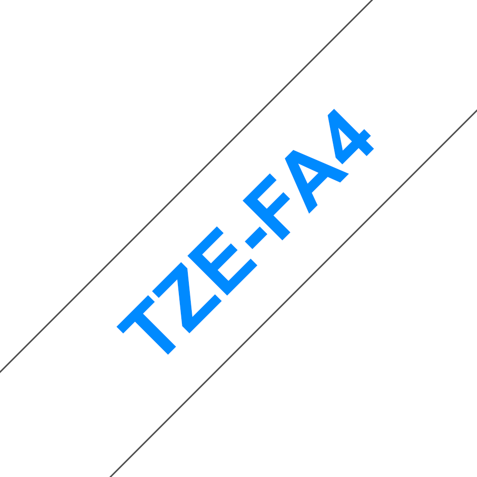 Brother TZe-FA4 - Tecido - azul em branco - Rolo (1,8 cm x 3 m) 1 cassete(s) fita - para P-Touch PT-1830, 1950, 2430, 2470, 2700, 3600, 7500, 7600, 9800, D450, E550, H101, H500