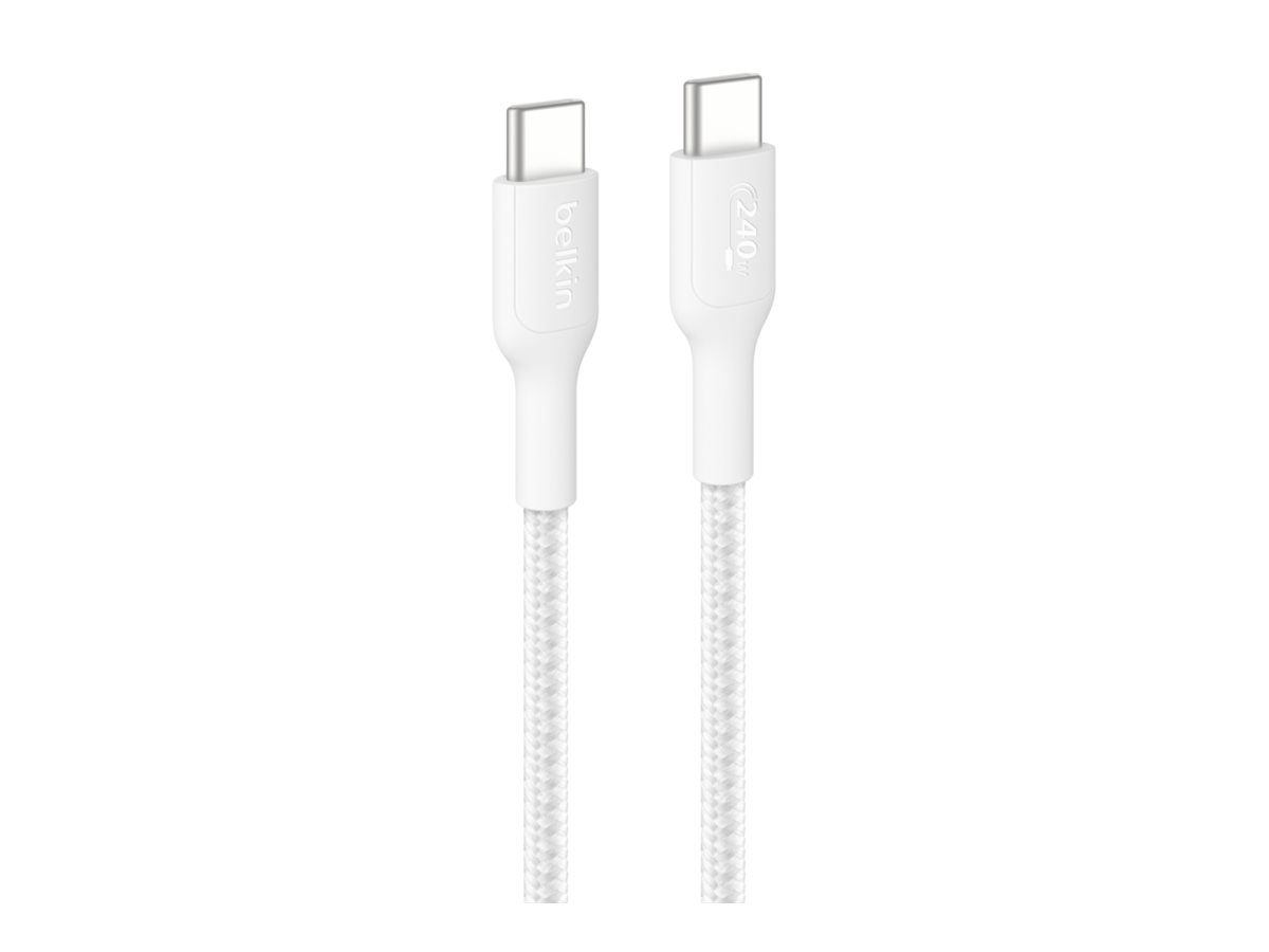 Belkin BoostCharge - Cabo USB - USB-C (M) para USB-C (M) - 2 m - Fornecimento de energia USB (240W), cabo entrançado - branco