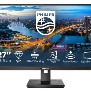 Philips 276B1 - Monitor LED - 27" - 2560 x 1440 QHD @ 75 Hz - IPS - 350 cd/m² - 1000:1 - 4 ms - 2xHDMI, DisplayPort, USB-C - altifalantes - textura preta