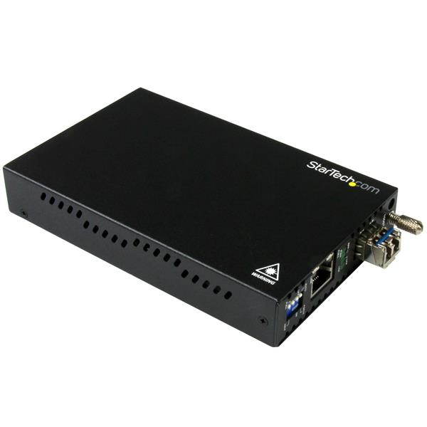 StarTech.com Singlemode (SM) LC Fiber Media Converter for 1Gbe Network - 10km - Gigabit Ethernet - 1310nm - with SFP Transceiver (ET91000SM10) - Conversor de media de fibra - 1GbE - 100Base-LX, 1000Base-T - RJ-45 / monomodo LC - até 10 km - 1310 nm -