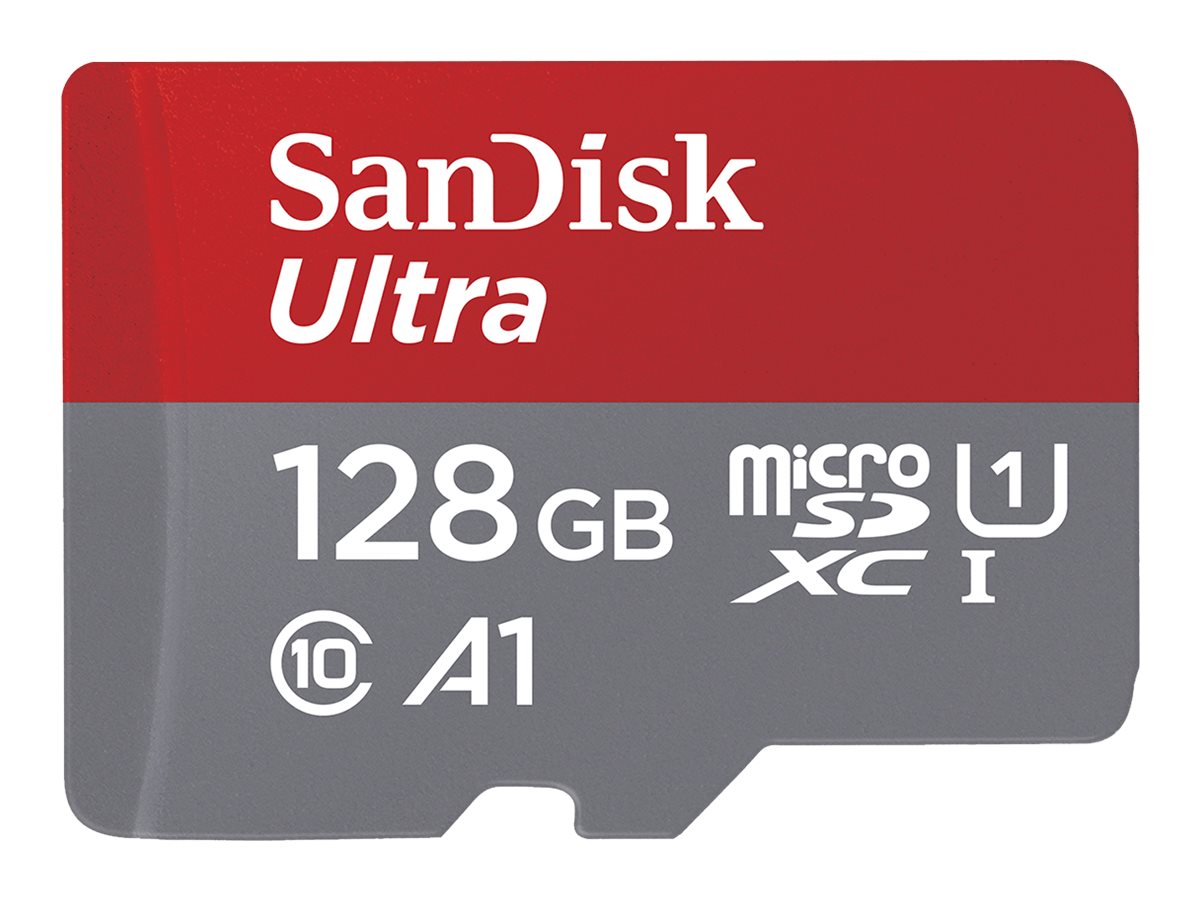 SanDisk Ultra - Cartão de memória flash (adaptador microSDXC para SD Incluído) - 128 GB - A1 / UHS-I U1 / Class10 - microSDXC UHS-I