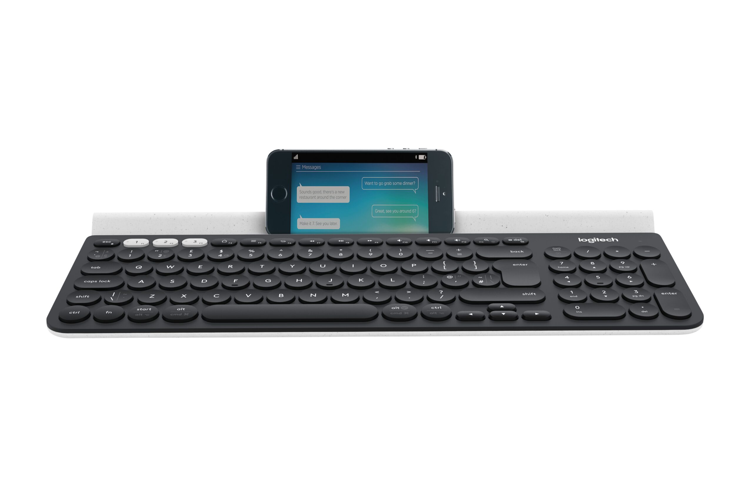 Logitech K780 Multi-Device - Teclado - sem fios - Bluetooth, 2.4 GHz - Reino Unido - branco