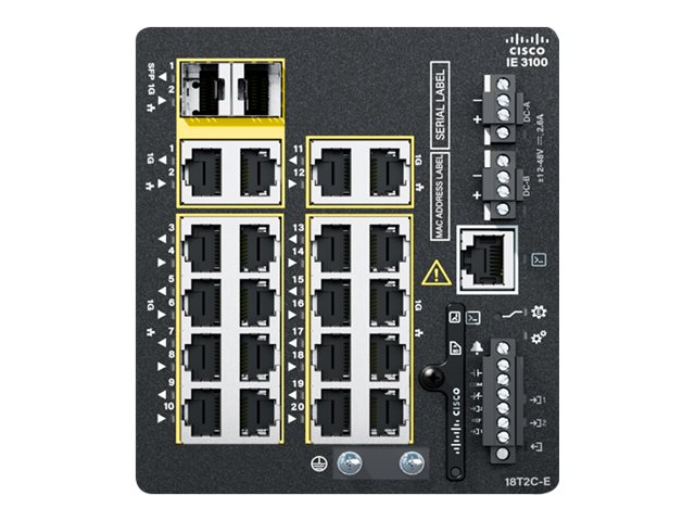 Cisco Catalyst IE3100 Rugged Series - Network Essentials - interruptor - Administrado - 18 x 10/100/1000 + 2 x Gigabit combinado - montável em trilho DIN