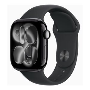 Apple Watch Series 11 (GPS) - 42 mm - alumínio preto jato - relógio inteligente Com banda de desporto - fluoroelastómero - preto - tamanho da banda: S/M - 64 GB - Wi-Fi 4, UWB, Bluetooth - 30.3 g