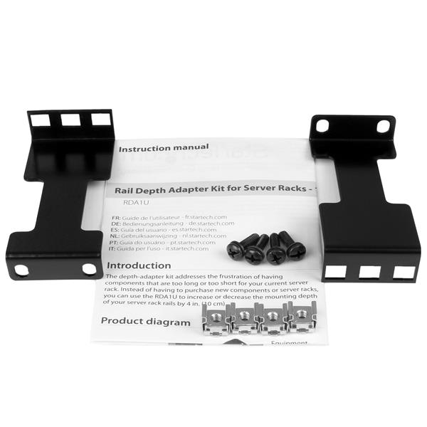 StarTech.com Rail Depth Adapter Kit for Server Racks - 4 in. (10 cm) Rack Extender - 1U - Adaptador de trilho de bastidor - 1U - Compatível com TAA - Image 5