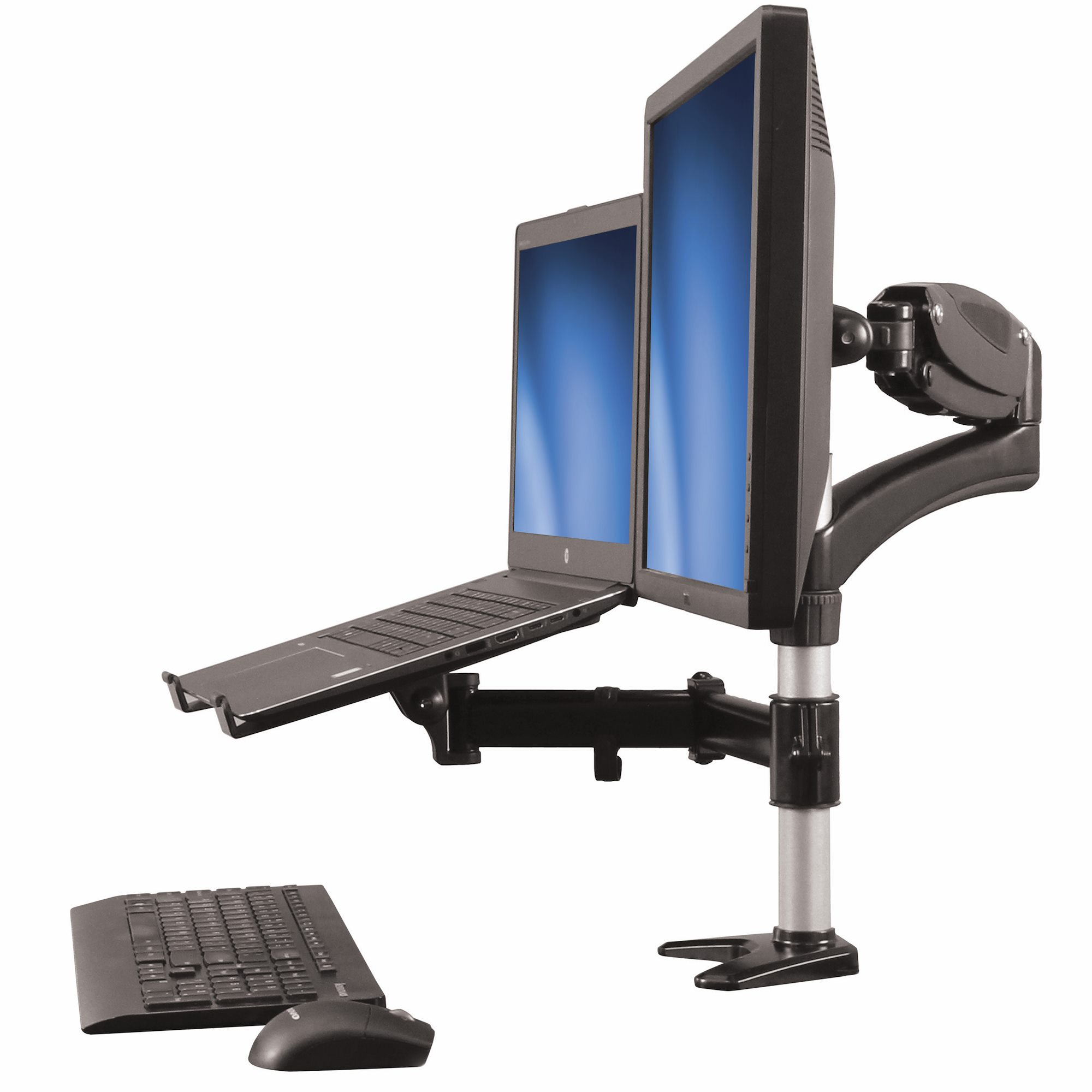 StarTech.com Laptop Monitor Stand - Computer Monitor Stand - Full Motion Articulating - VESA Mount Monitor Desk Mount - Kit de montagem (presilha de pólo, esteira de borracha, prateleira para computador portátil, braço de mola, braço articulado, 4 es