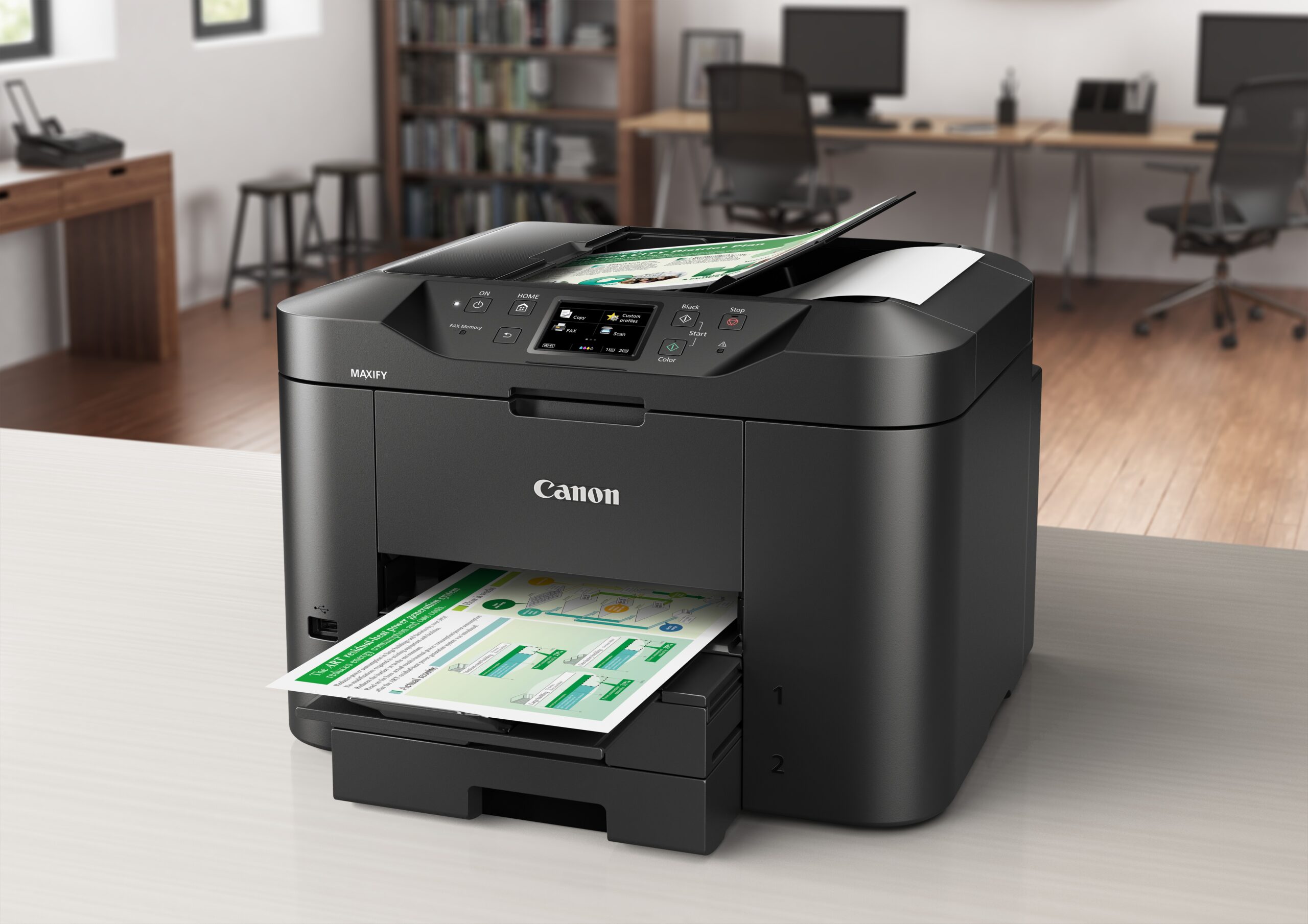 Canon MAXIFY MB2750 - Impressora multi-funções - a cores - jacto de tinta - A4 (210 x 297 mm), Legal (216 x 356 mm) (original) - A4/Legal (media) - até 22 ppm (cópia) - até 24 ipm (impressão) - 500 folhas - 33.6 Kbps - LAN, Wi-Fi(n), host USB, USB 2. - Image 7