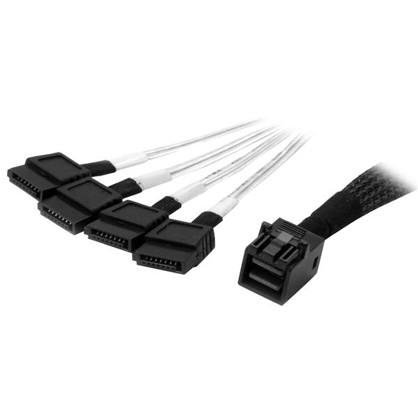 StarTech.com 1m Internal Mini SAS to SATA Cable - SFF-8643 to 4x SATA (SAS43SAT1M) - Cabo SATA / SAS - 4x Mini SAS HD (SFF-8643) (T) para SATA (T) - 1 m - preto e prata - para P/N: SFF86448PLT2