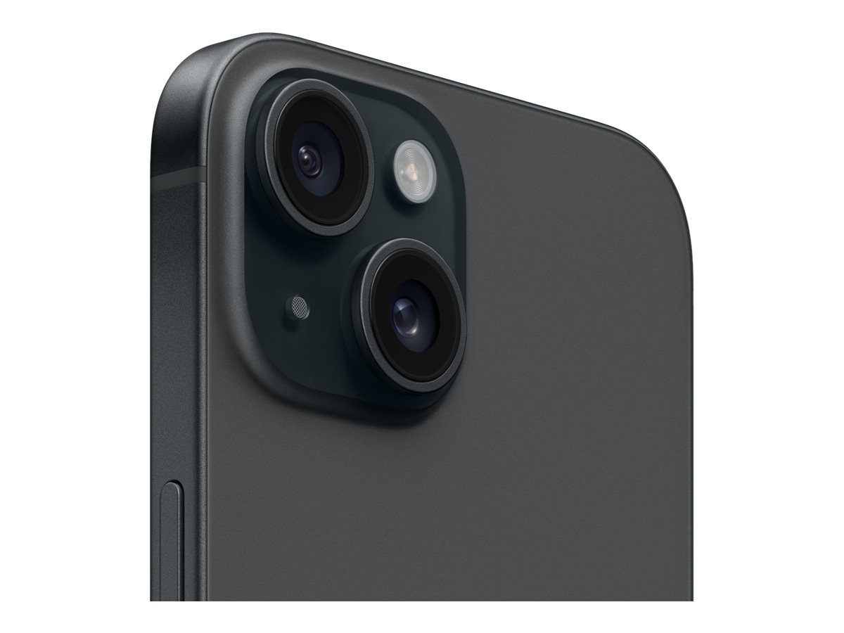 Apple iPhone 15 - 5G smartphone - SIM duplo / Memória Interna 128 GB - visor OLED - 6.1" - 2556 x 1179 pixeis - 2x câmaras traseiras 48 MP, 12 MP - front camera 12 MP - preto