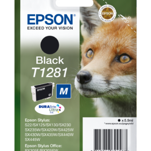Epson T1281 - Tamanho M - preto - original - blister com RF/alarme acústico - tinteiro - para Stylus S22, SX230, SX235, SX420, SX430, SX435, SX438, SX440, SX445, Stylus Office BX305