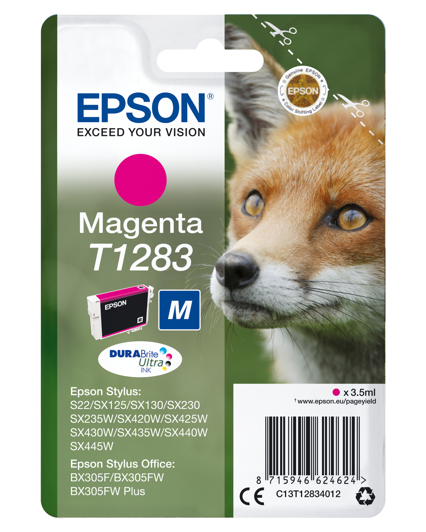Epson T1283 - Tamanho M - magenta - original - blister com RF/alarme acústico - tinteiro - para Stylus S22, SX230, SX235, SX420, SX430, SX435, SX438, SX440, SX445, Stylus Office BX305