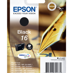 Epson 16 - 5.4 ml - preto - original - tinteiro - para WorkForce WF-2010, 2510, 2520, 2530, 2540, 2630, 2650, 2660, 2750, 2760