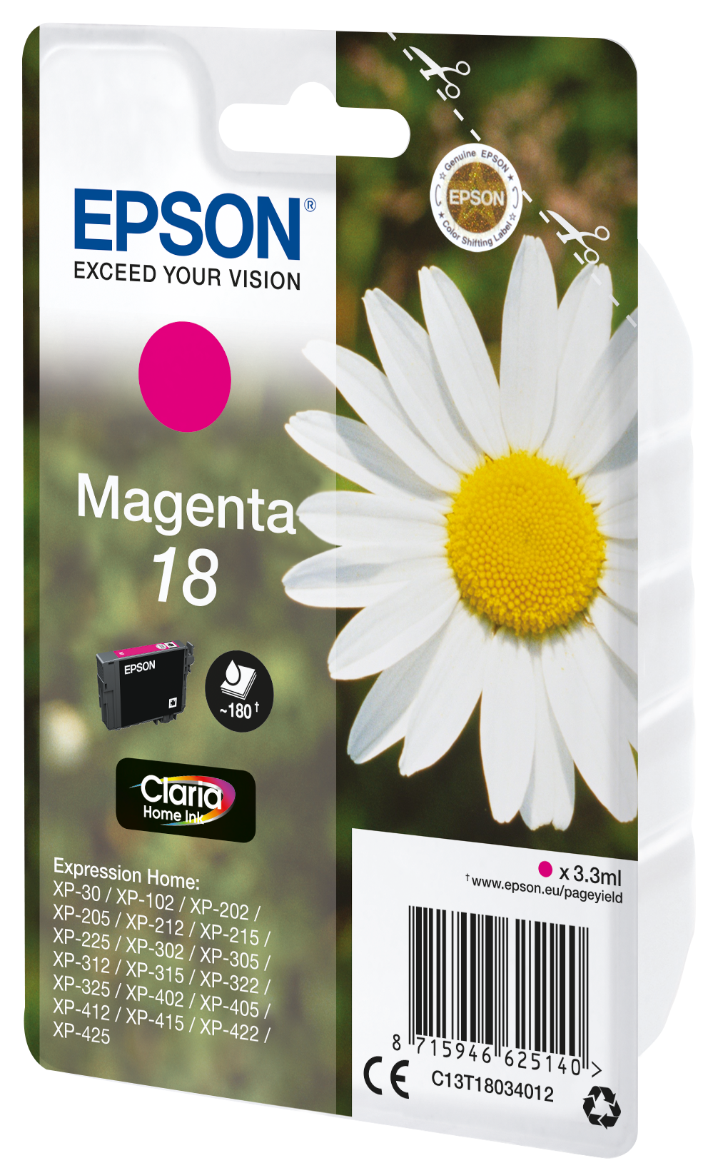 Epson 18 - 3.3 ml - magenta - original - tinteiro - para Expression Home XP-212, 215, 225, 312, 315, 322, 325, 412, 415, 422, 425 - Image 2