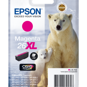 Epson 26XL - 8.7 ml - XL - magenta - original - blister - tinteiro - para Expression Premium XP-510, 520, 600, 605, 610, 615, 620, 625, 700, 710, 720, 800, 810, 820