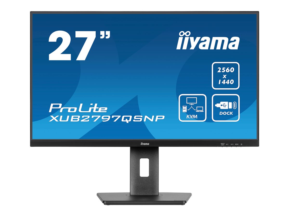 iiyama ProLite XUB2797QSNP-B1 - Monitor LED - 27" - 2560 x 1440 WQHD @ 100 Hz - IPS - 300 cd/m² - 1300:1 - 1 ms - HDMI, DisplayPort - altifalantes - preto, mate