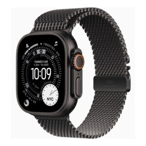 Apple Watch Ultra 3 - 49 mm - titânio preto - Sim relógio inteligente Com círculo milanês - tamanho da banda: M - 64 GB - LTE, NFC, Wi-Fi 4, UWB, Bluetooth - 5G - 61.8 g