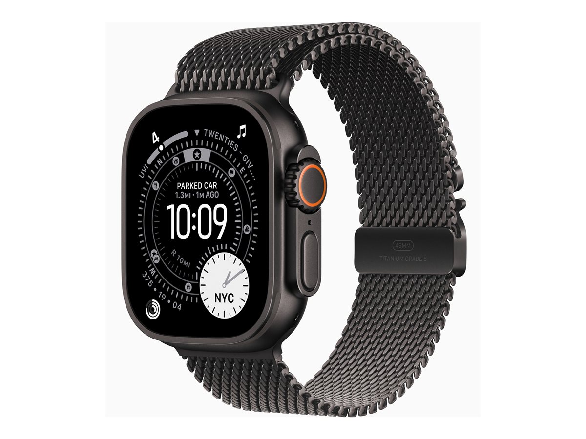 Apple Watch Ultra 3 - 49 mm - titânio preto - Sim relógio inteligente Com círculo milanês - tamanho da banda: M - 64 GB - LTE, NFC, Wi-Fi 4, UWB, Bluetooth - 5G - 61.8 g