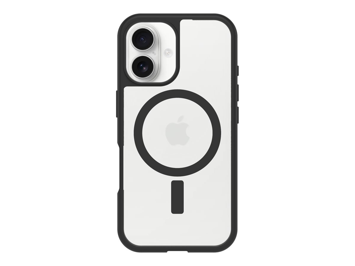 OtterBox React Series - Tampa posterior para telemóvel - compatibilidade MagSafe - cristal negro (transparente/preto) - para Apple iPhone 16