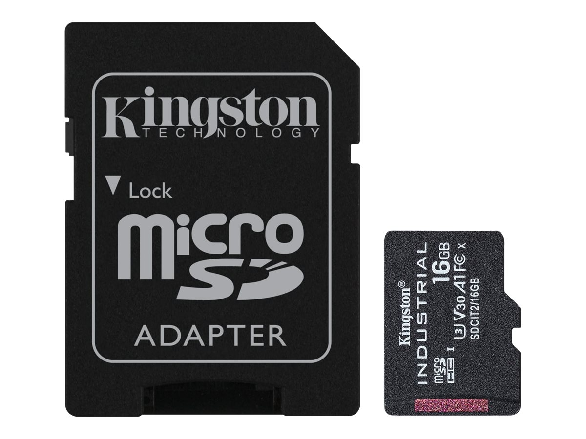 Kingston Industrial - Cartão de memória flash (adaptador microSDHC a SD Incluído) - 16 GB - A1 / Video Class V30 / UHS-I U3 / Class10 - microSDHC UHS-I
