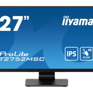 iiyama ProLite T2752MSC-B1 - Monitor LED - 27" - ecrã de toque - 1920 x 1080 Full HD (1080p) @ 60 Hz - IPS - 400 cd/m² - 1000:1 - 5 ms - HDMI, DisplayPort - altifalantes - preto, mate
