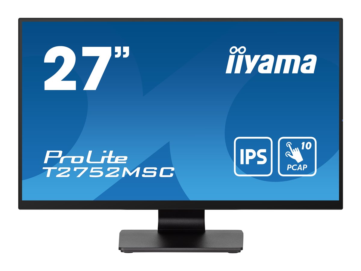 iiyama ProLite T2752MSC-B1 - Monitor LED - 27" - ecrã de toque - 1920 x 1080 Full HD (1080p) @ 60 Hz - IPS - 400 cd/m² - 1000:1 - 5 ms - HDMI, DisplayPort - altifalantes - preto, mate