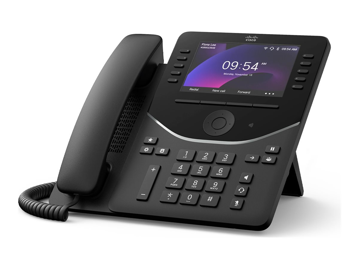 Cisco Desk Phone 9861 - Telefone VoIP - com Trusted Platform Module (TPM) 2.0 com identificação do chamador/chamada em espera - IEEE 802.11a/b/g/n/ac (Wi-Fi) / Bluetooth 5.2 LE - SIP, SDP, RTCP, RTP, SRTP - 130 linhas - preto carvão