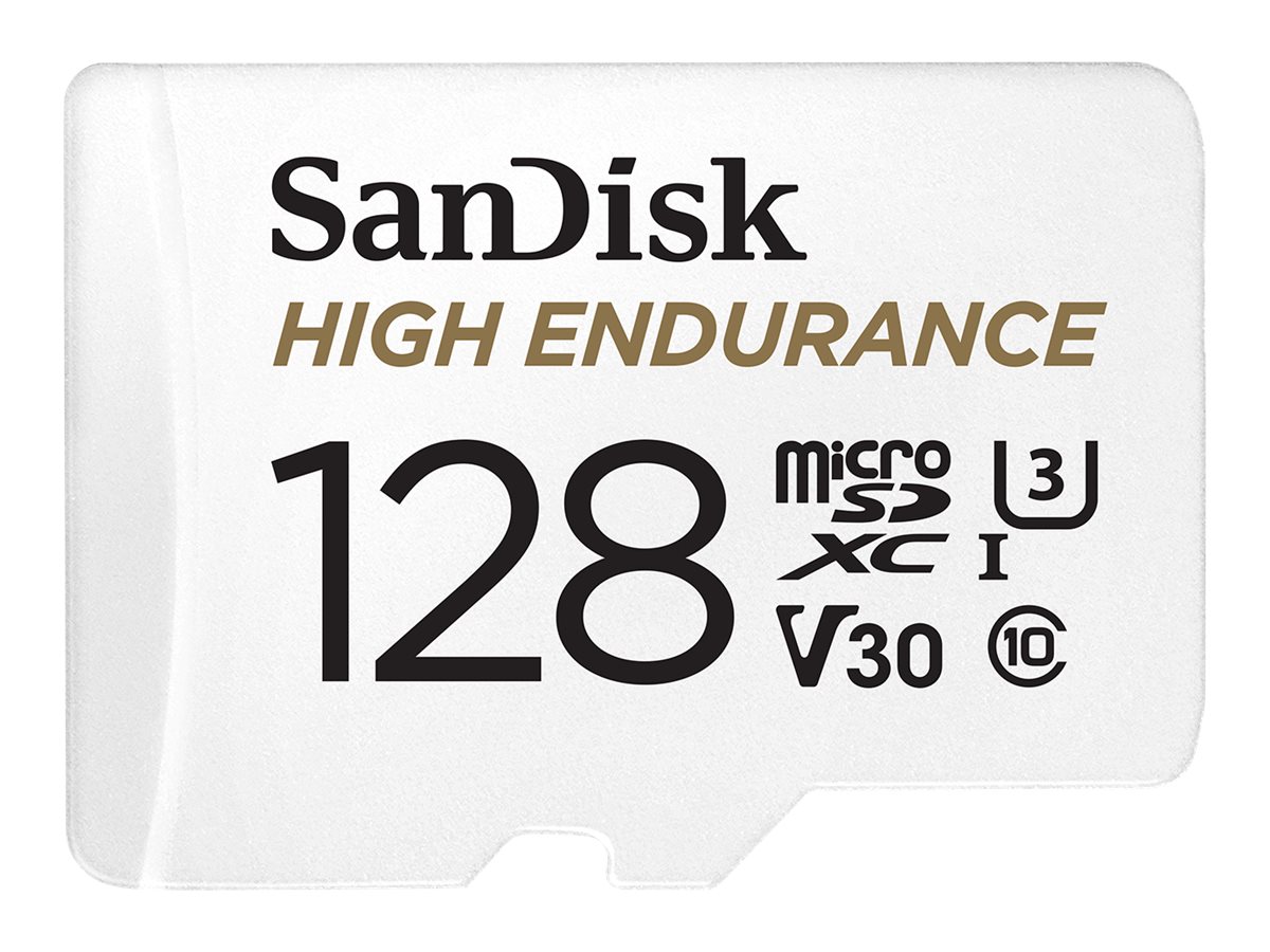 SanDisk High Endurance - Cartão de memória flash (adaptador microSDXC para SD Incluído) - 128 GB - Video Class V30 / UHS-I U3 / Class10 - microSDXC UHS-I