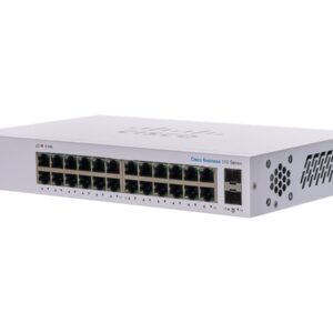 Cisco Business 110 Series 110-24T - Interruptor - sem gestão - 24 x 10/100/1000 + 2 x combo Gigabit SFP - montável em trilho, desktop, montável na parede