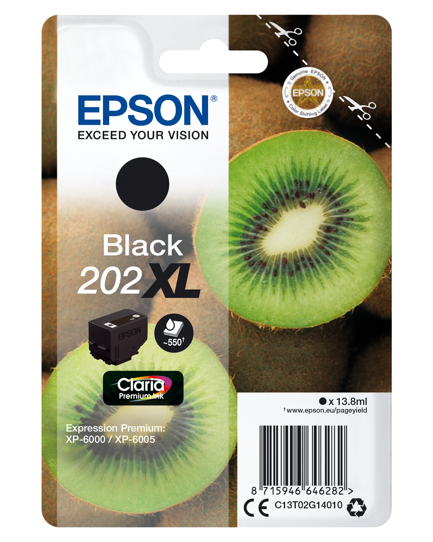 Epson 202XL - 13.8 ml - preto - original - blister - tinteiro - para Expression Premium XP-6000, XP-6005, XP-6100, XP-6105