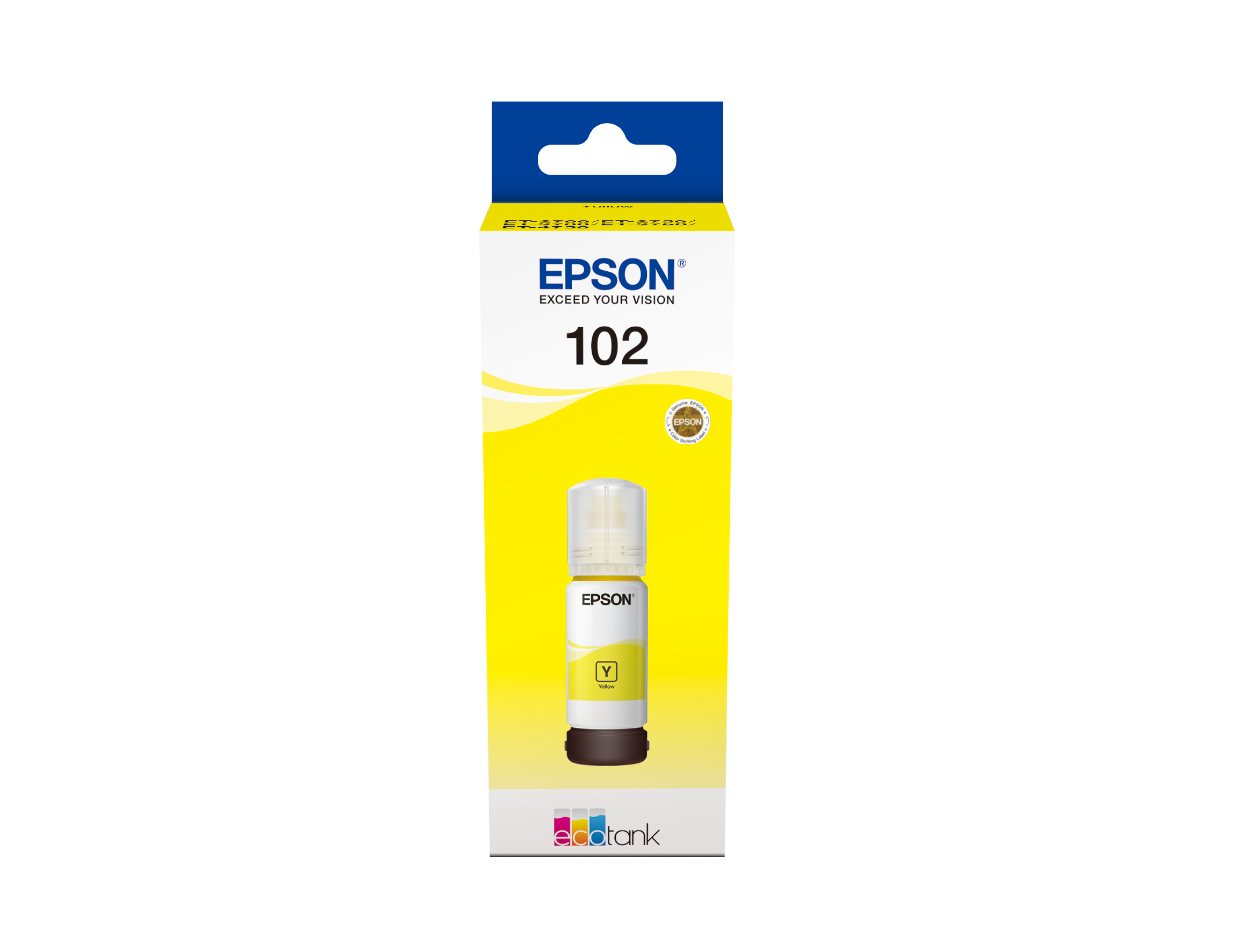 Epson 102 - 70 ml - amarelo - original - tanque de tinta - para EcoTank ET-15000, 2750, 2751, 2756, 2850, 2851, 2856, 3850, 4750, 4850, 4856