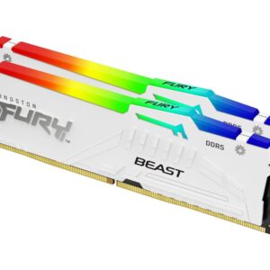 Kingston FURY Beast RGB - DDR5 - kit - 32 GB: 2 x 16 GB - DIMM 288-pin - 6400 MHz / PC5-51200 - CL32 - 1.4 V - unbuffered - on-die ECC - branco