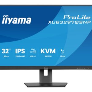iiyama ProLite XUB3297QSNP-B1 - Monitor LED - 32" (31.5" visível) - 2560 x 1440 QHD @ 100 Hz - IPS - 350 cd/m² - 1000:1 - 1 ms - HDMI, DisplayPort, USB-C - altifalantes - preto, mate