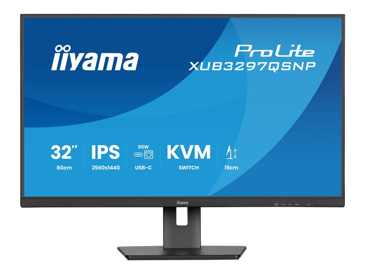 iiyama ProLite XUB3297QSNP-B1 - Monitor LED - 32" (31.5" visível) - 2560 x 1440 QHD @ 100 Hz - IPS - 350 cd/m² - 1000:1 - 1 ms - HDMI, DisplayPort, USB-C - altifalantes - preto, mate