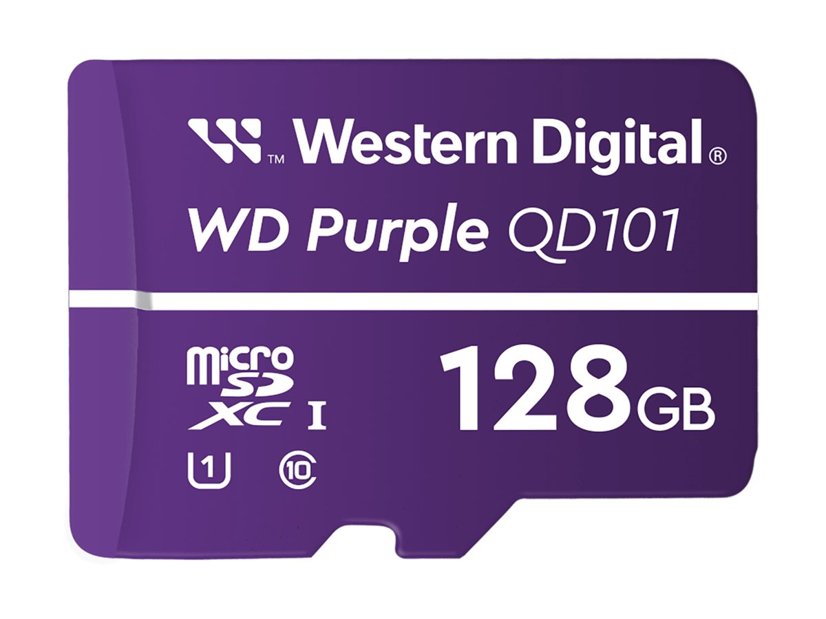 WD Purple - Cartão de memória flash - 128 GB - UHS-I U1 / Class10 - microSDXC - púrpura