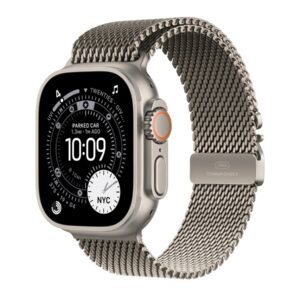 Apple Watch Ultra 3 - 49 mm - titanium natural - Sim relógio inteligente Com círculo milanês - tamanho da banda: L - 64 GB - LTE, NFC, Wi-Fi 4, UWB, Bluetooth - 5G - 61.6 g