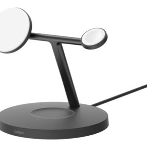 Belkin BoostCharge Pro 3-in-1 - Base de carregamento sem fios - com Qi2 + adaptador de energia AC - 15 Watt - Fast Charge - preto