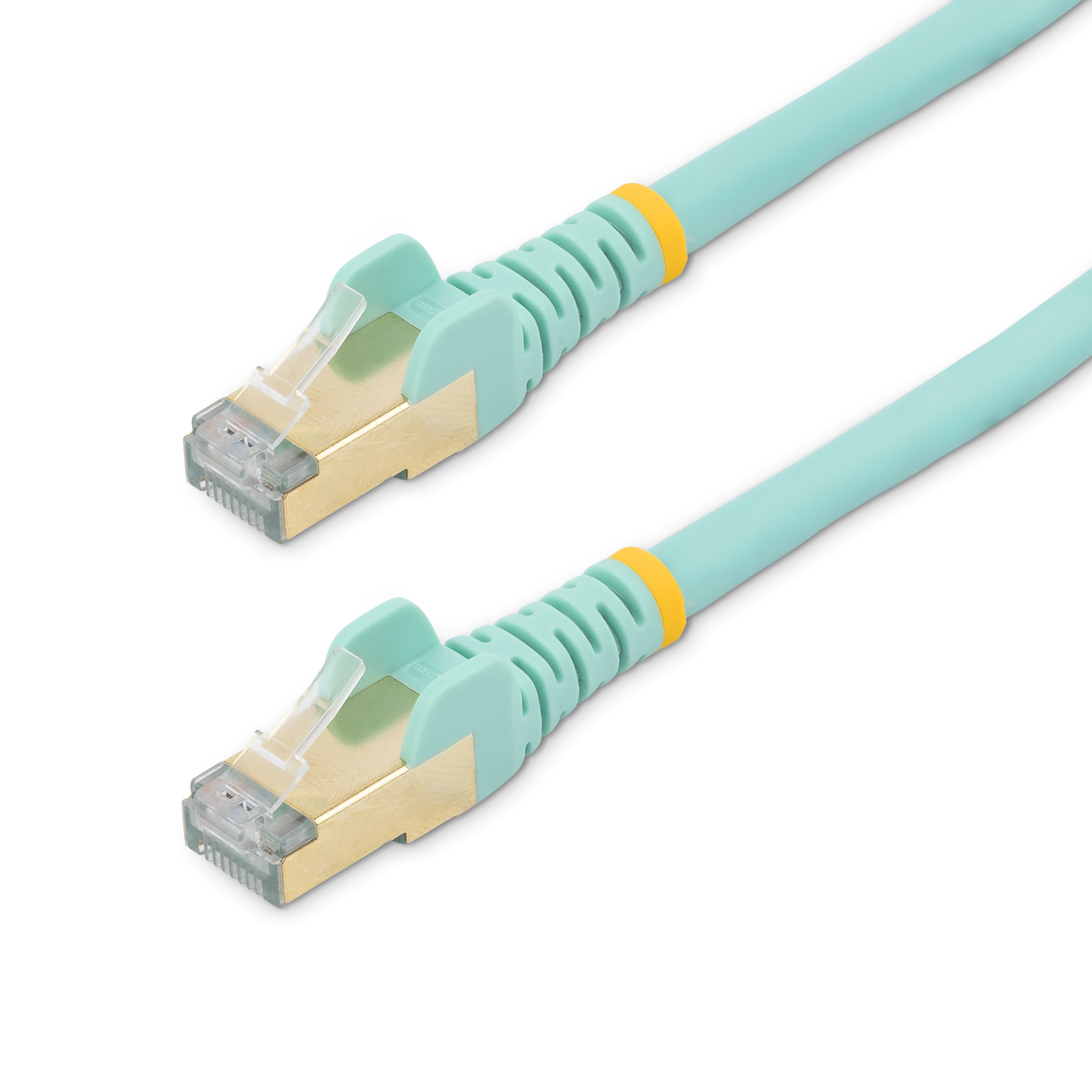 StarTech.com 1m CAT6A Ethernet Cable, 10 Gigabit Shielded Snagless RJ45 100W PoE Patch Cord, CAT 6A 10GbE STP Network Cable w/Strain Relief, Aqua, UL Certified Wiring/TIA - Category 6A - 26AWG (6ASPAT1MAQ) - Cabo patch - RJ-45 (M) para RJ-45 (M) - 1