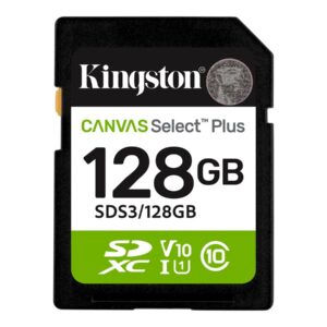 Kingston Canvas Select Plus - Cartão de memória flash - 128 GB - Video Class V10 / UHS-I U1 / Class10 - SDXC UHS-I
