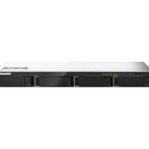 QNAP TS-435XeU - Servidor NAS - 4 baias - montável em bastidor - SATA 6Gb/s - RAID (expansão de disco rígido) 0, 1, 5, 6, 10, JBOD - RAM 4 GB - 2.5 Gigabit Ethernet / 10 Gigabit Ethernet - iSCSI assistência - 1U