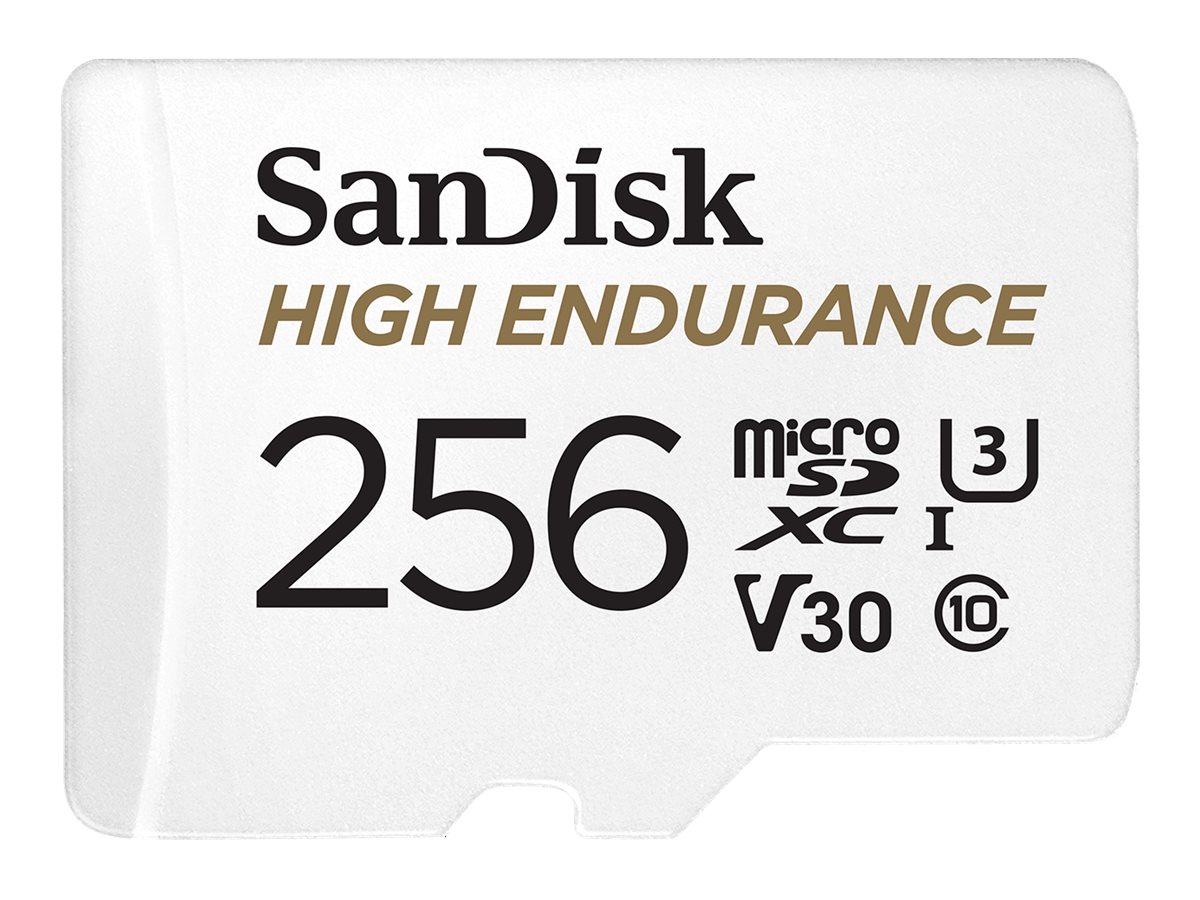 SanDisk High Endurance - Cartão de memória flash (adaptador microSDXC para SD Incluído) - 256 GB - Video Class V30 / UHS-I U3 / Class10 - microSDXC UHS-I
