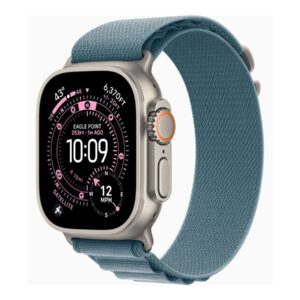 Apple Watch Ultra 3 - 49 mm - titanium natural - Sim relógio inteligente Com Correia Alpinista - têxtil - azul claro - tamanho da banda: L - 64 GB - LTE, NFC, Wi-Fi 4, UWB, Bluetooth - 5G - 61.6 g