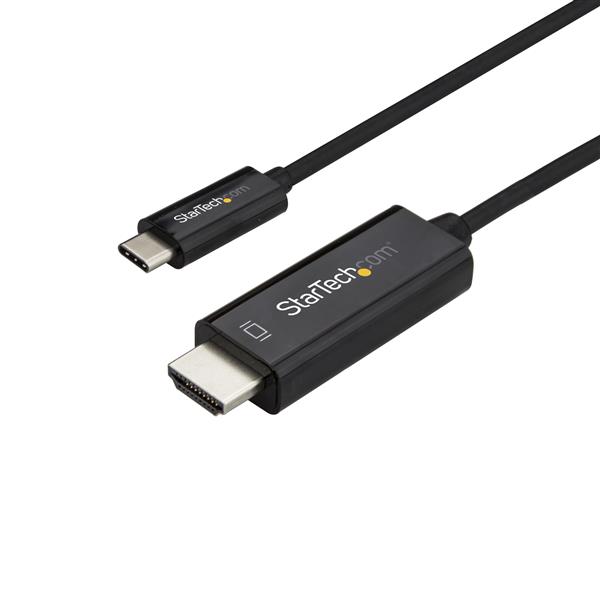 StarTech.com 6ft (2m) USB C to HDMI Cable, 4K 60Hz USB Type C to HDMI 2.0 Video Adapter Cable, Thunderbolt 3 Compatible, Laptop to HDMI Monitor/Display, DP 1.2 Alt Mode HBR2 Cable, Black - 4K USB-C Video Cable (CDP2HD2MBNL) - Cabo adaptador - USB-C m
