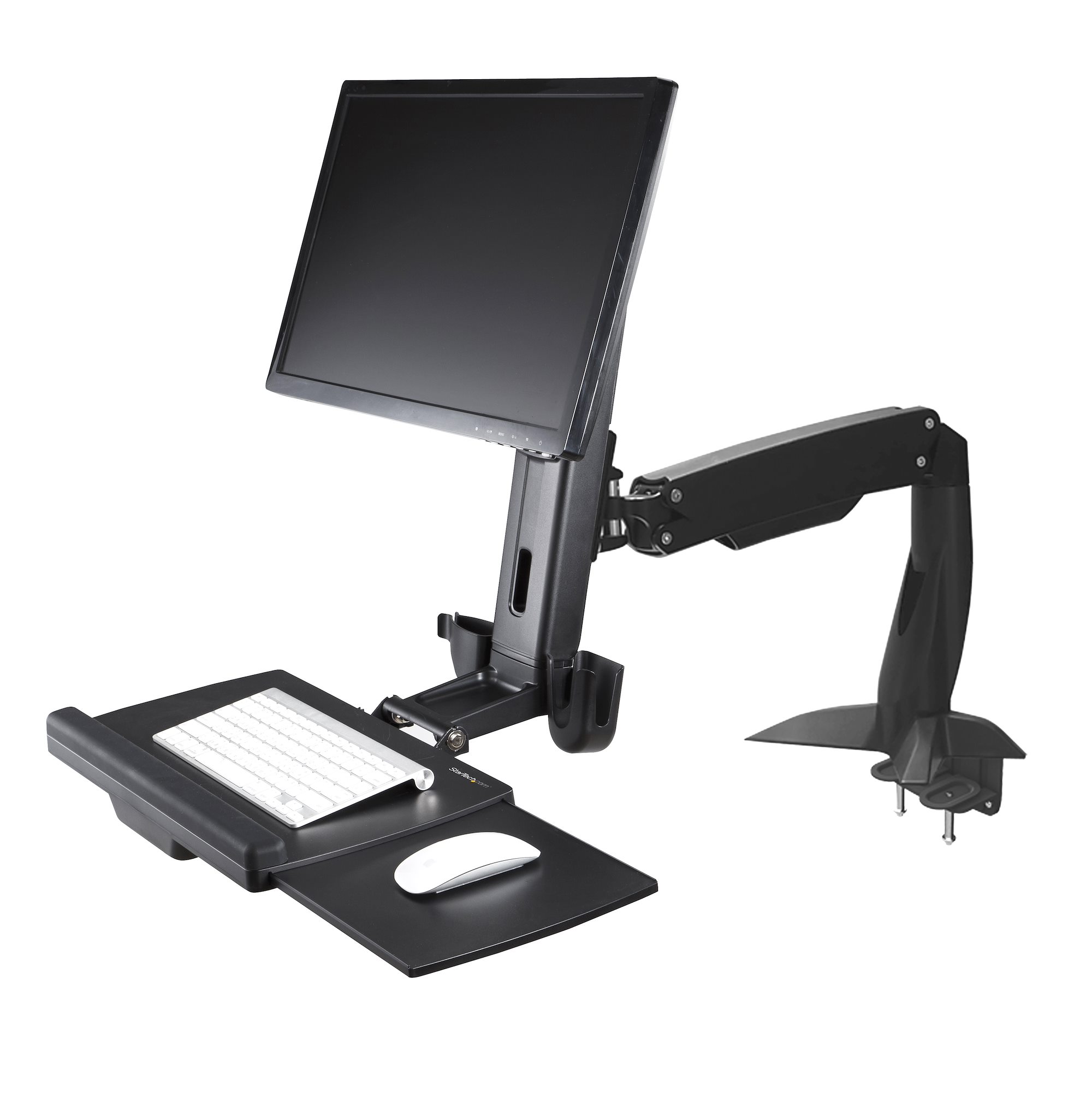 StarTech.com Sit Stand Monitor Arm, Desk Mount Adjustable Sit-Stand Workstation Arm for Single 34" VESA Mount Display, Ergonomic Articulating Standing Desk Converter with Keyboard Tray - Stand Up Office Desk (ARMSTSCP1) - Kit de montagem (placa de ba - Image 4