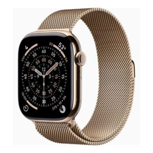 Apple Watch Series 11 (GPS + Cellular) - 46 mm - titânio dourado - relógio inteligente Com círculo milanês - rede de aço inoxidável - ouro - tamanho da banda: M/L - 64 GB - LTE, Wi-Fi 4, UWB, Bluetooth - 5G - 43.1 g