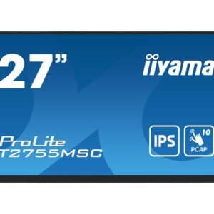 iiyama ProLite T2755MSC-B1 - Monitor LED - 27" - ecrã de toque - 1920 x 1080 Full HD (1080p) @ 60 Hz - IPS - 400 cd/m² - 1000:1 - 5 ms - HDMI, DisplayPort - altifalantes - preto, mate