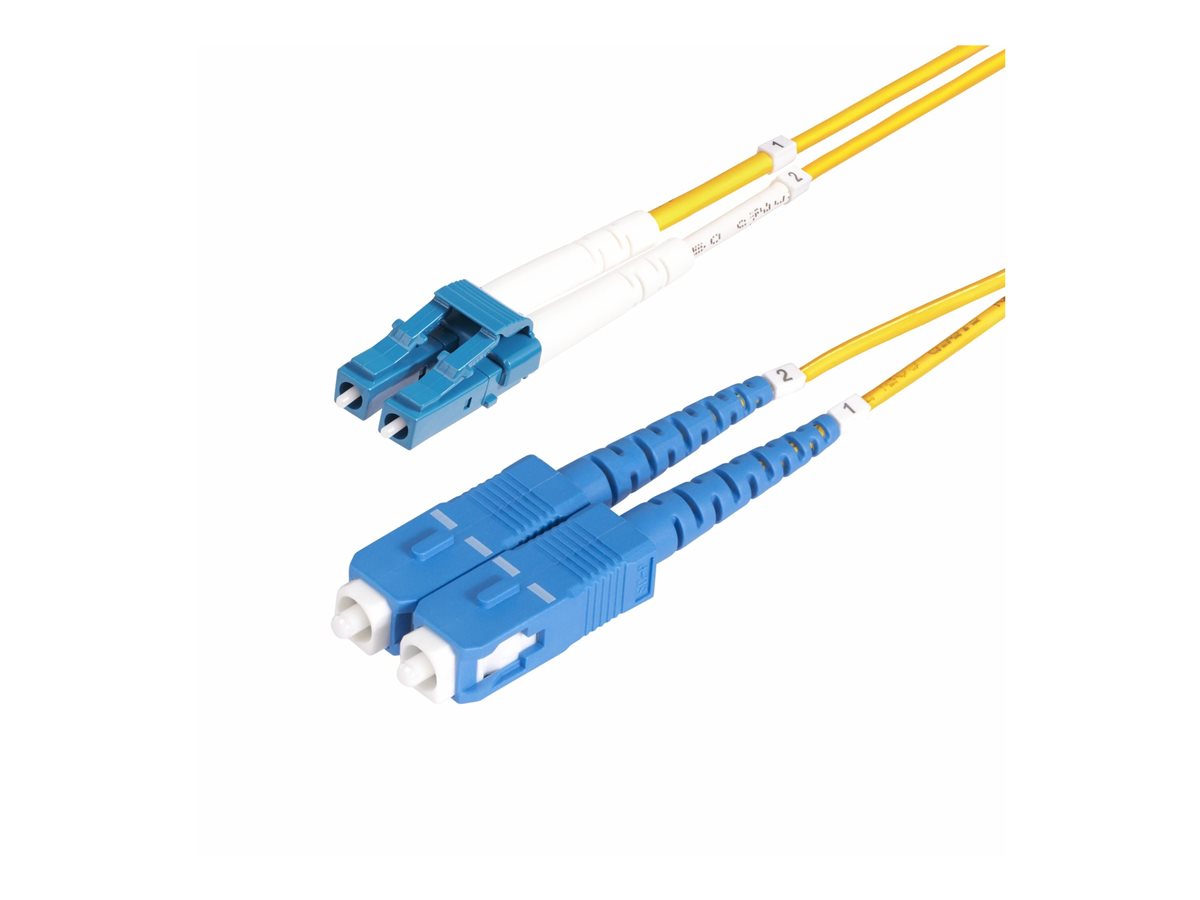 StarTech.com 3m (10ft) LC to SC (UPC) OS2 Single Mode Duplex Fiber Optic Cable, 9/125µm, Laser Optimized, 10G, Bend Insensitive, Low Insertion Loss - LSZH Fiber Patch Cord (SMLCSC-OS2-3M) - Cabo patch - monomodo LC/UPC (M) para modo único SC/UPC (M)