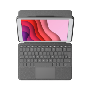 Logitech Combo Touch - Teclado e pasta de folio - com trackpad - retroiluminação - Apple Smart connector - QWERTY - Espanhol - grafite - para Apple 10.2-inch iPad (7ª geração, 8ª geração, 9ª geração)