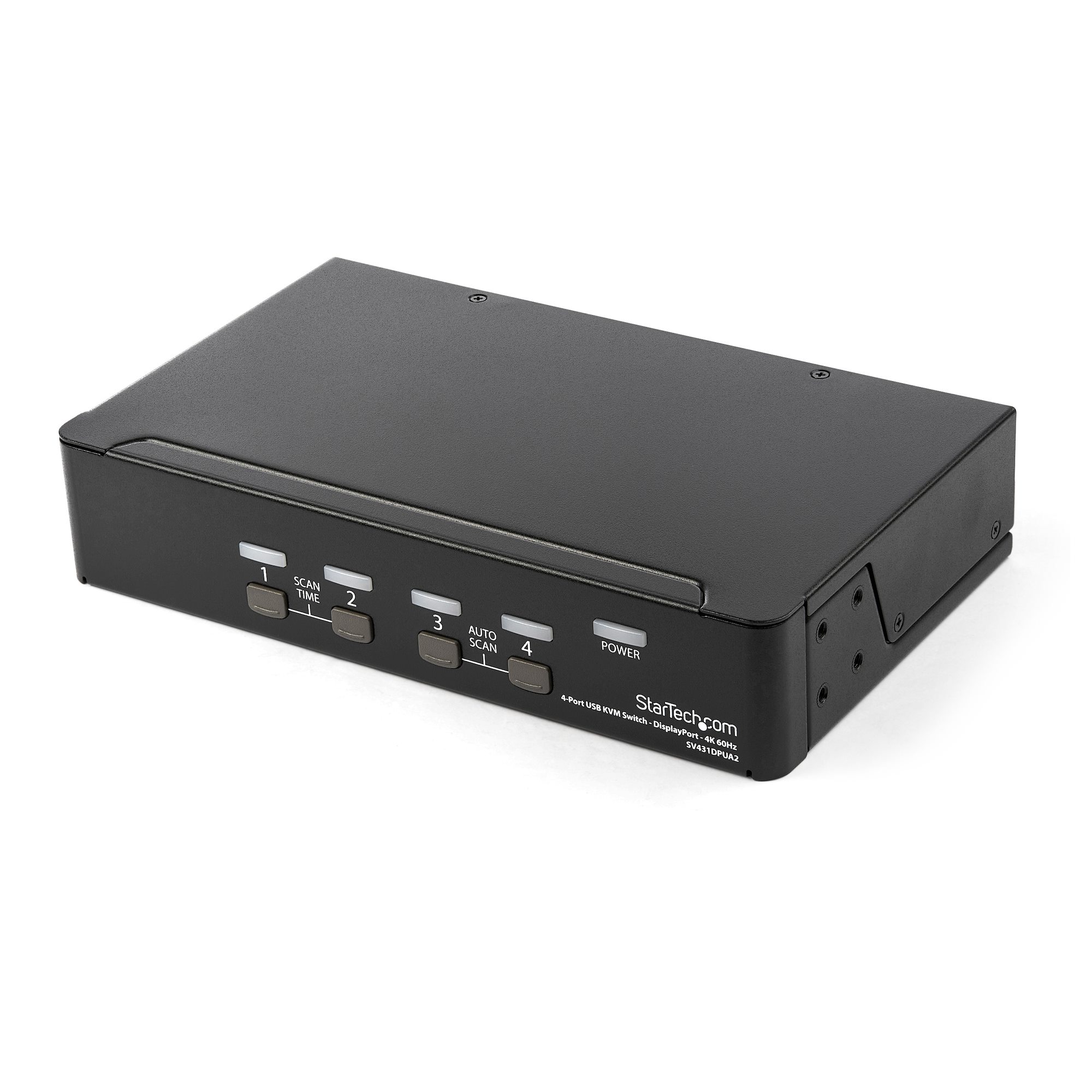 StarTech.com 4 Port DisplayPort KVM Switch, 4K 60Hz, Single Display, Dual Port UHD DP 1.2 USB KVM Switch with Integrated USB 2.0 Hub and Audio, Dell, HP, Apple, Lenovo, TAA Compliant - Keyboard/Video/Mouse Switch (SV431DPUA2) - Chave de KVM / áudio -
