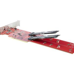 StarTech.com Dual M.2 PCIe SSD Adapter Card, x8 / x16 Dual NVMe or AHCI M.2 SSD to PCI Express 4.0, Up to 7.8GBps/Drive, For 2242/2260/2280/22110mm PCIe M-Key M2 SSDs, Bifurcation Required - PC/Linux Compatible (DUAL-M2-PCIE-CARD-B) - adaptador de interface - M.2 Card - PCIe 4.0 x16/x8